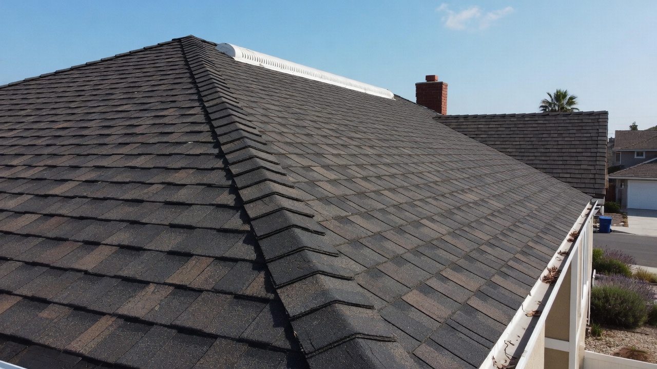 Completed architectural asphalt shingle roof replacement in Southern California